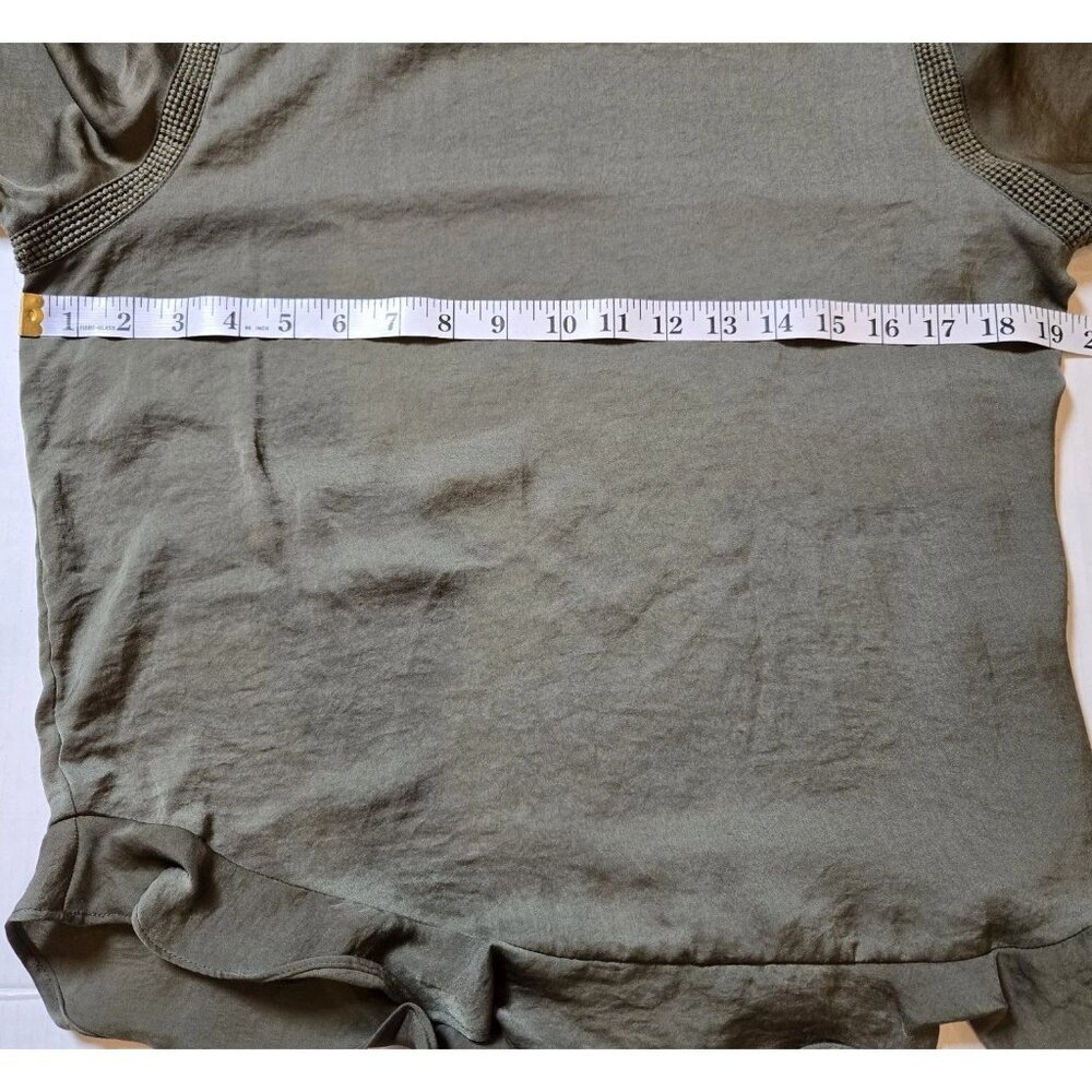 Apt 9 Womens Olive Green 3/4 Bell Sleeve Crew Neck Blouse Top Med Boho RN73277 - Picture 3 of 9